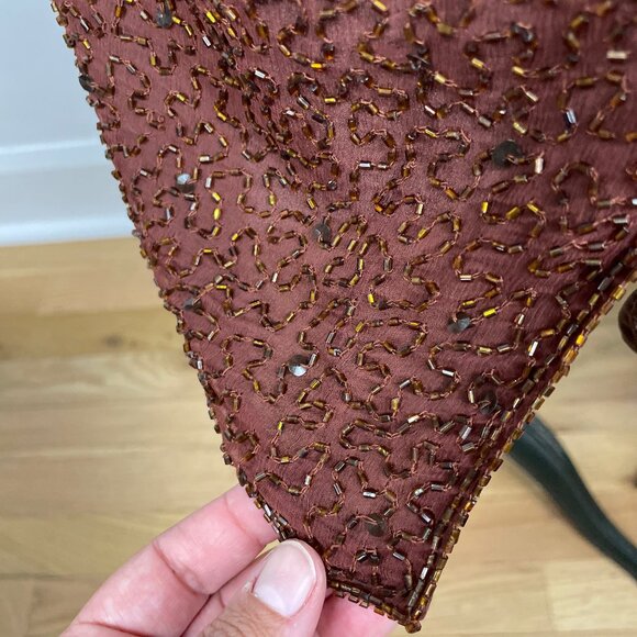 Stunning 100% Silk Beaded Dress - Made in India (SZ 10-12) - Picture 7 of 15